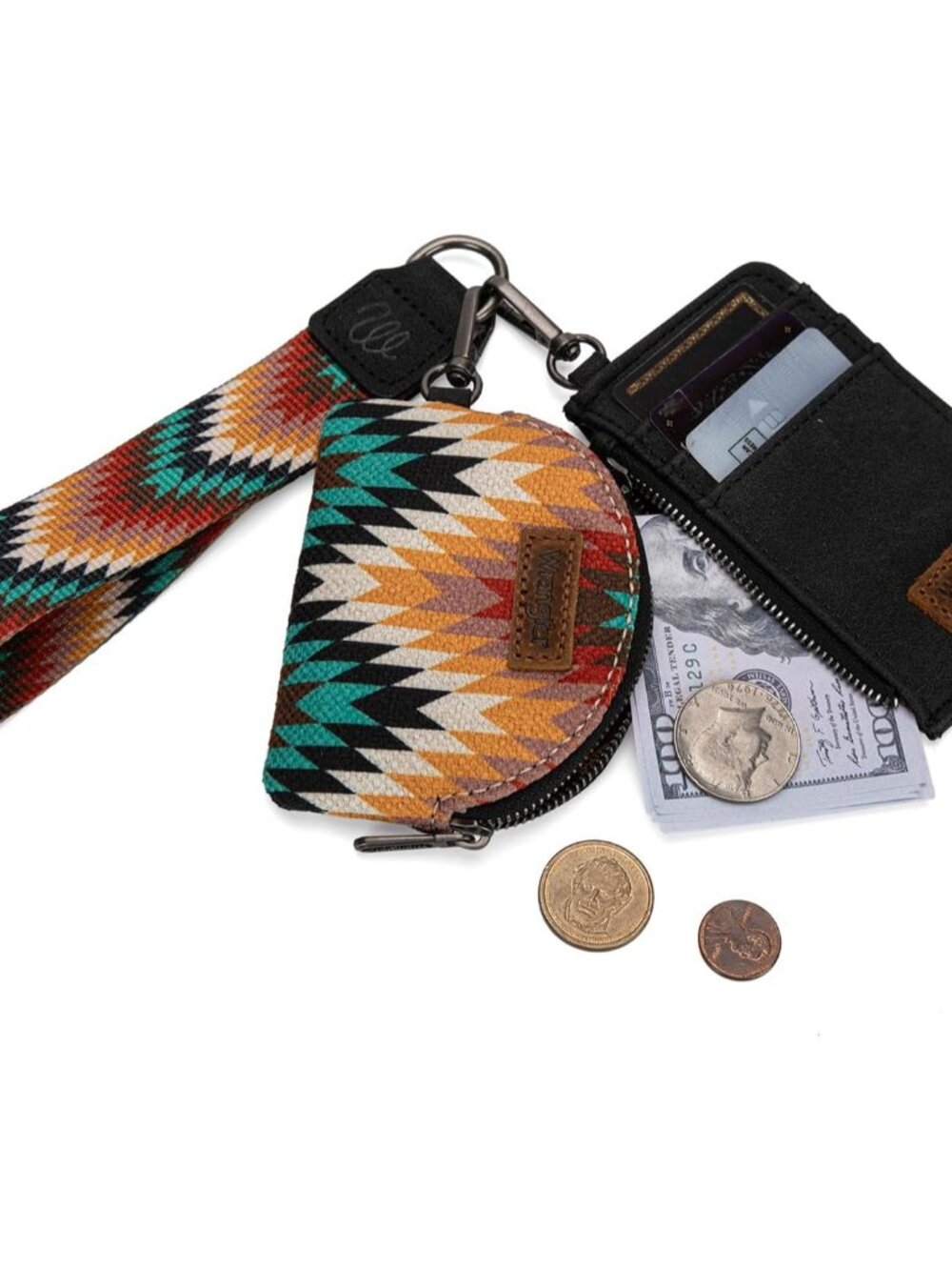 Wrangler Aztec Keychain Wristlet Wallets For Women Western Dual Pouch Wristlet C View 4